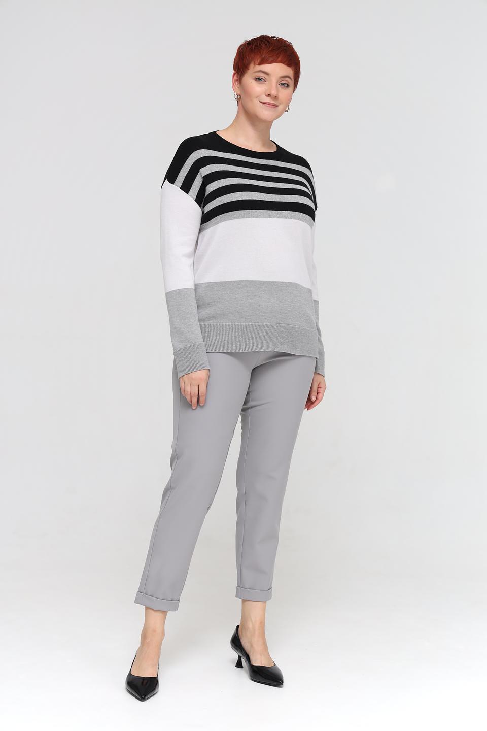 Пуловер Lebek в полоску серый