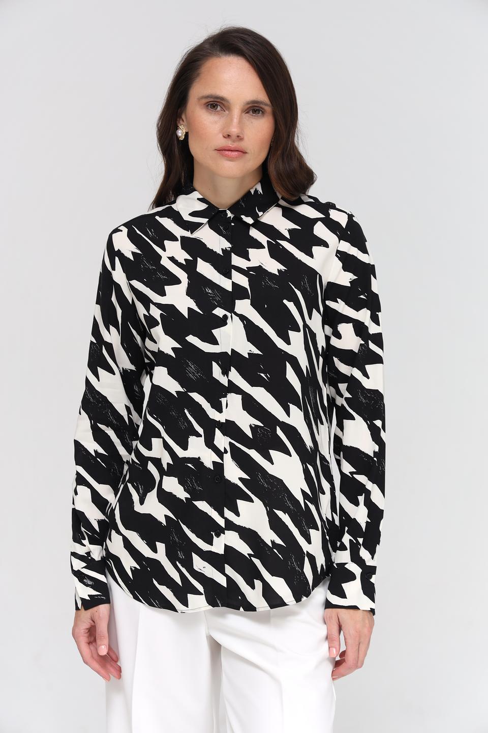 Блуза Gerry Weber в абстрактный принт чёрно-белая
