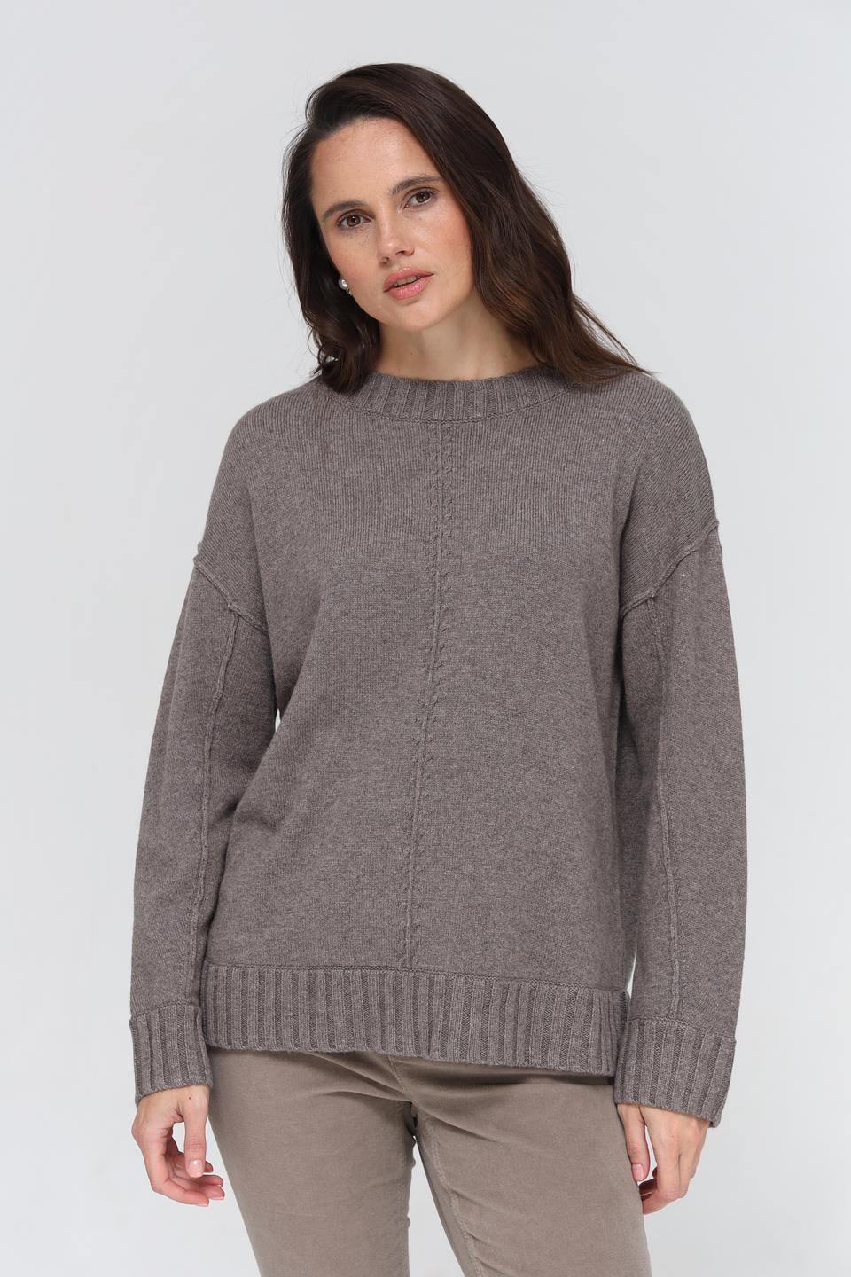 Пуловер Oui женский серый