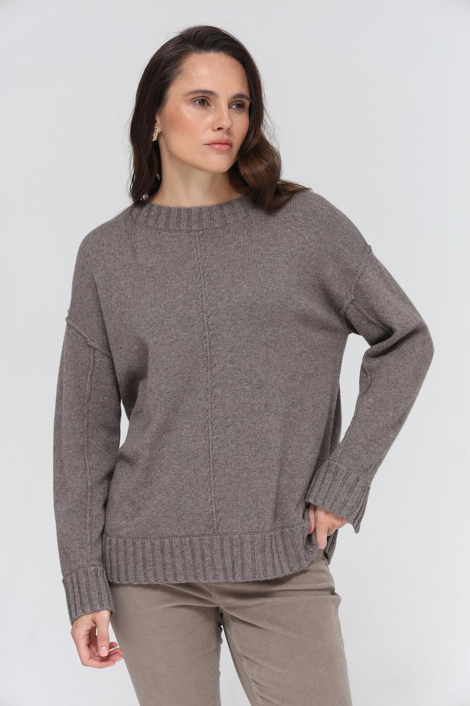 Пуловер Oui женский серый