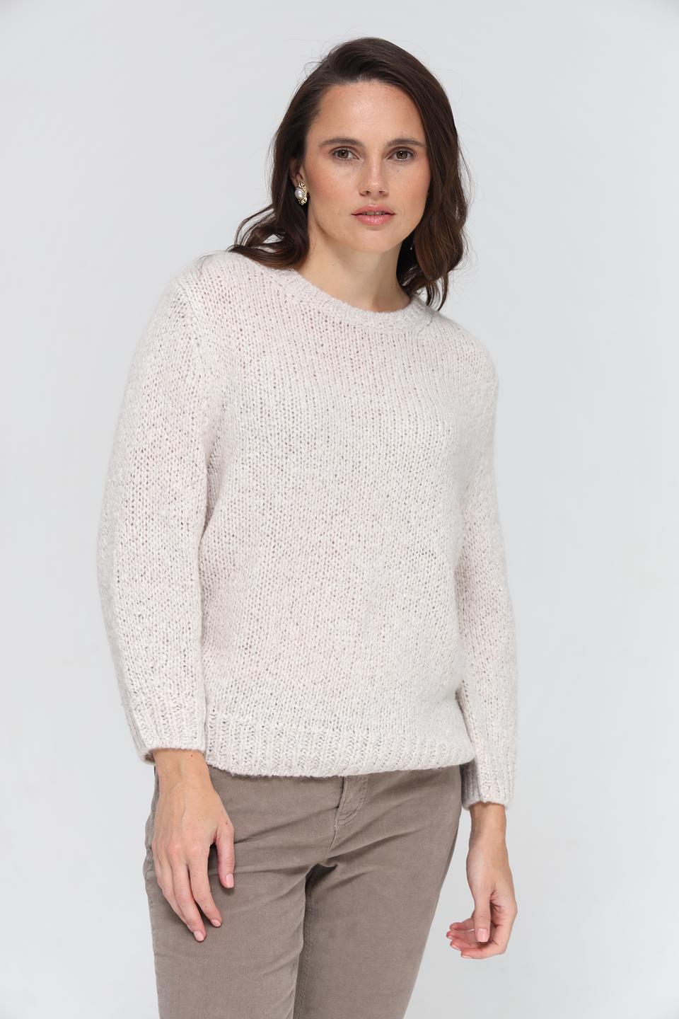Пуловер Oui вязаный бежевый