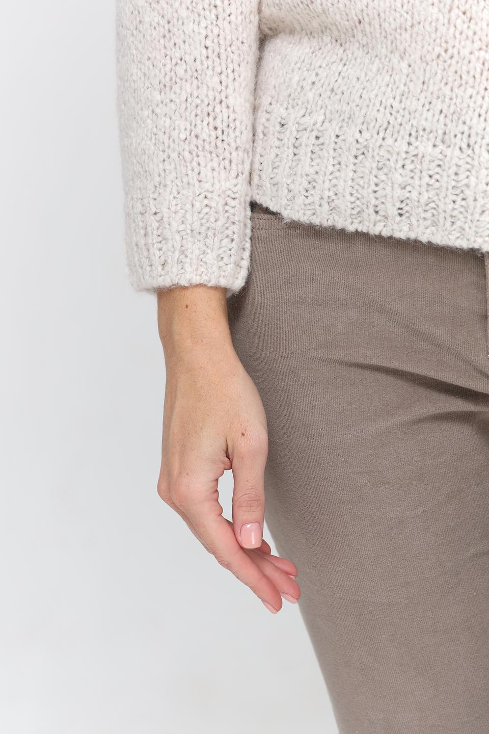 Пуловер Oui вязаный бежевый