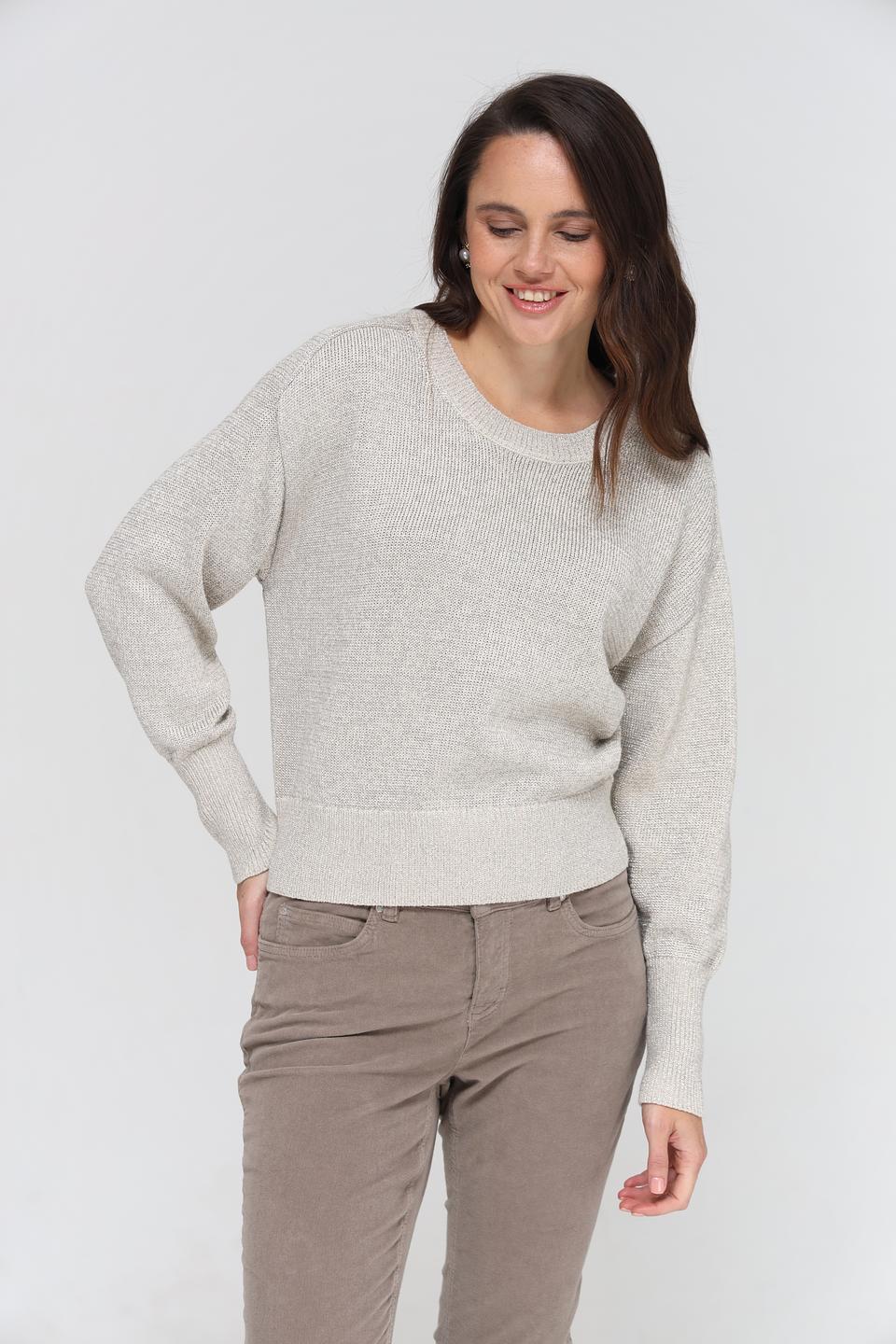 Пуловер Oui бежевый с люрексом