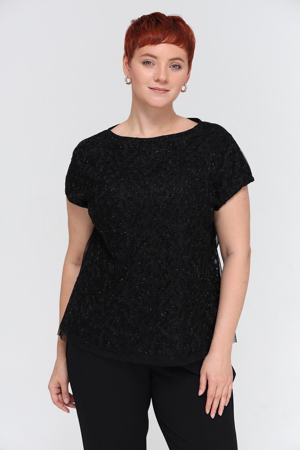 Блуза Marc Cain с вышивкой чёрная