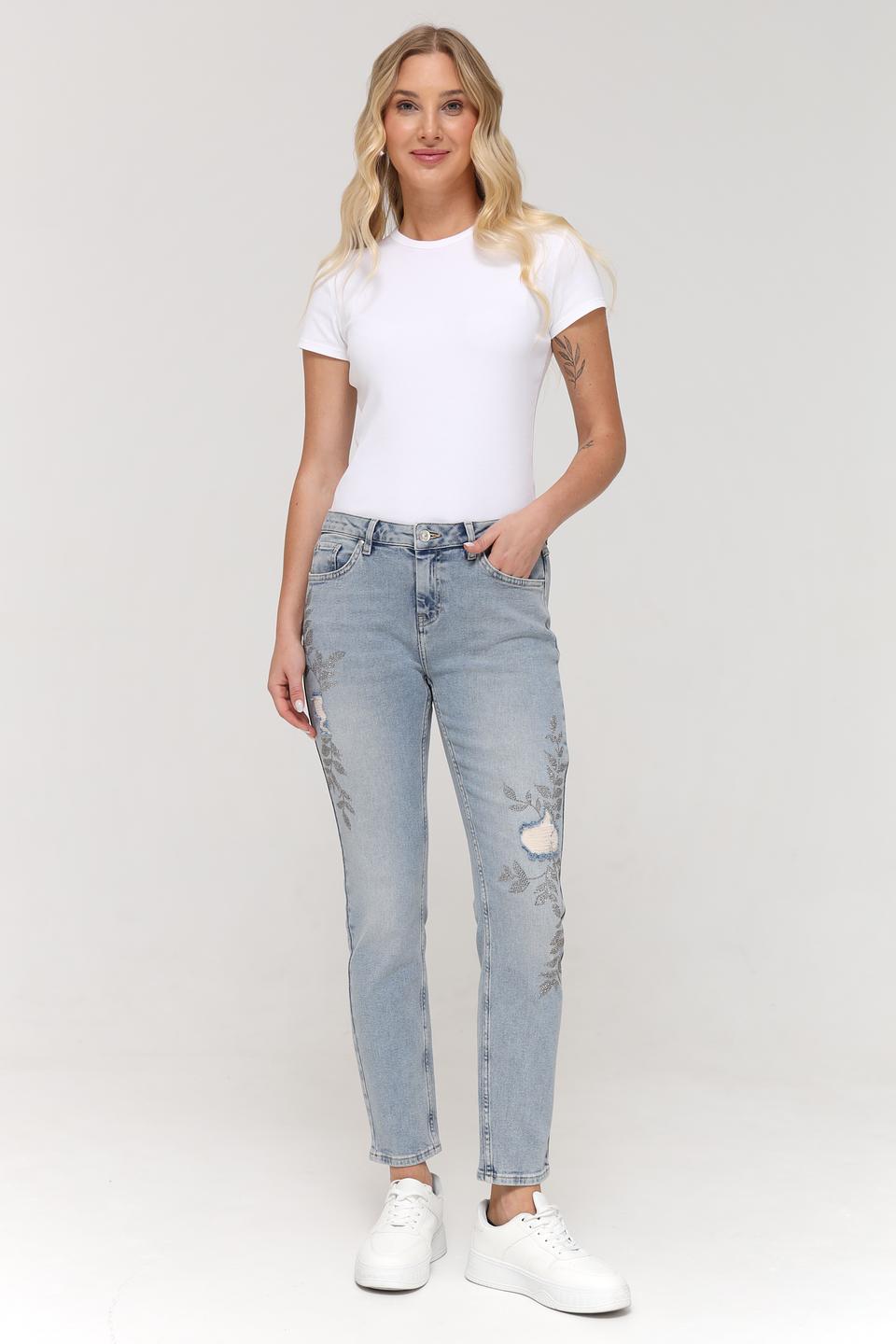 Джинсы Monari с вышивкой голубые