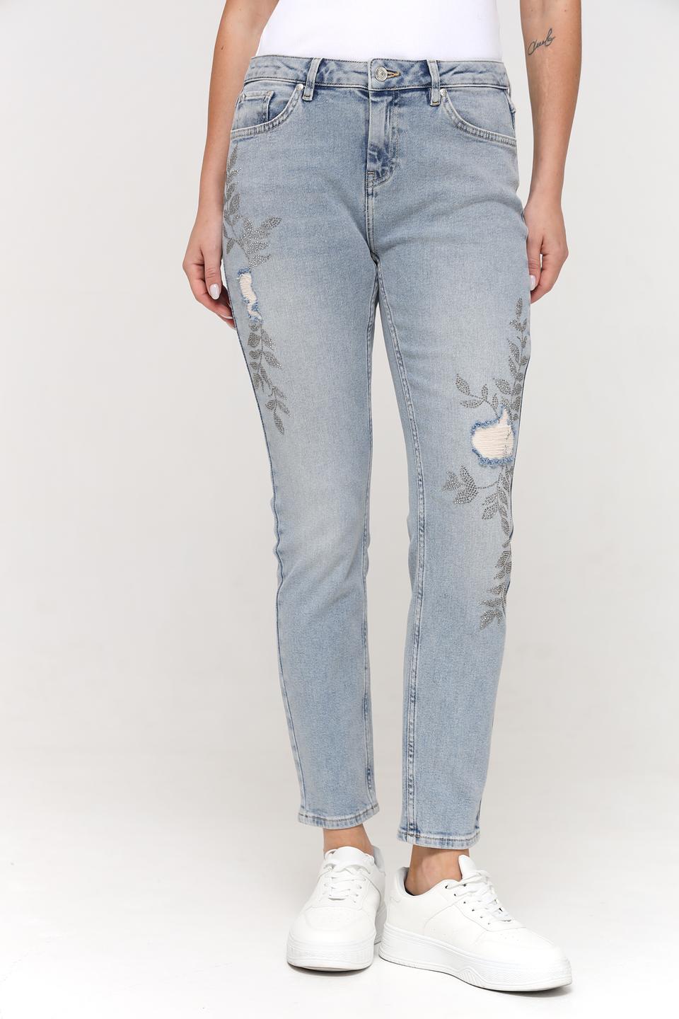 Джинсы Monari с вышивкой голубые