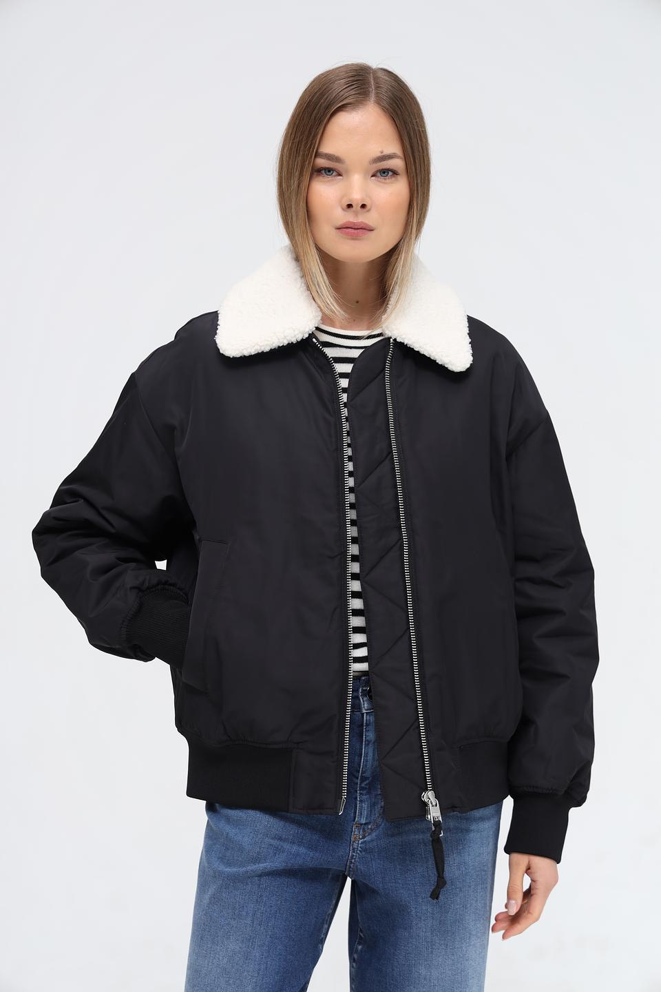 Куртка Marc O Polo DENIM с меховым воротником чёрная