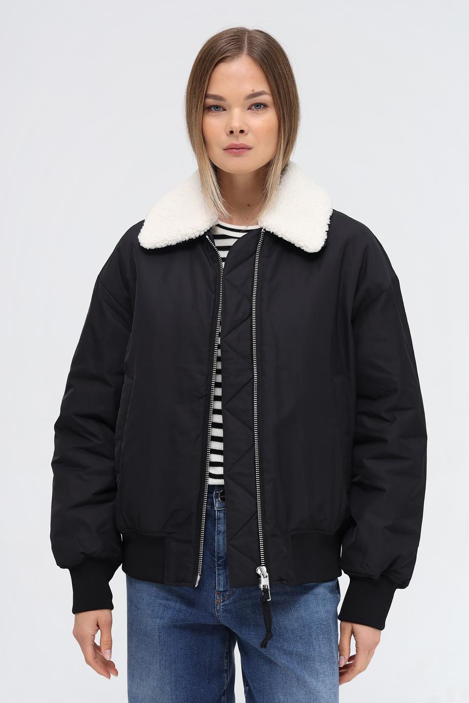 Куртка Marc O Polo DENIM с меховым воротником чёрная