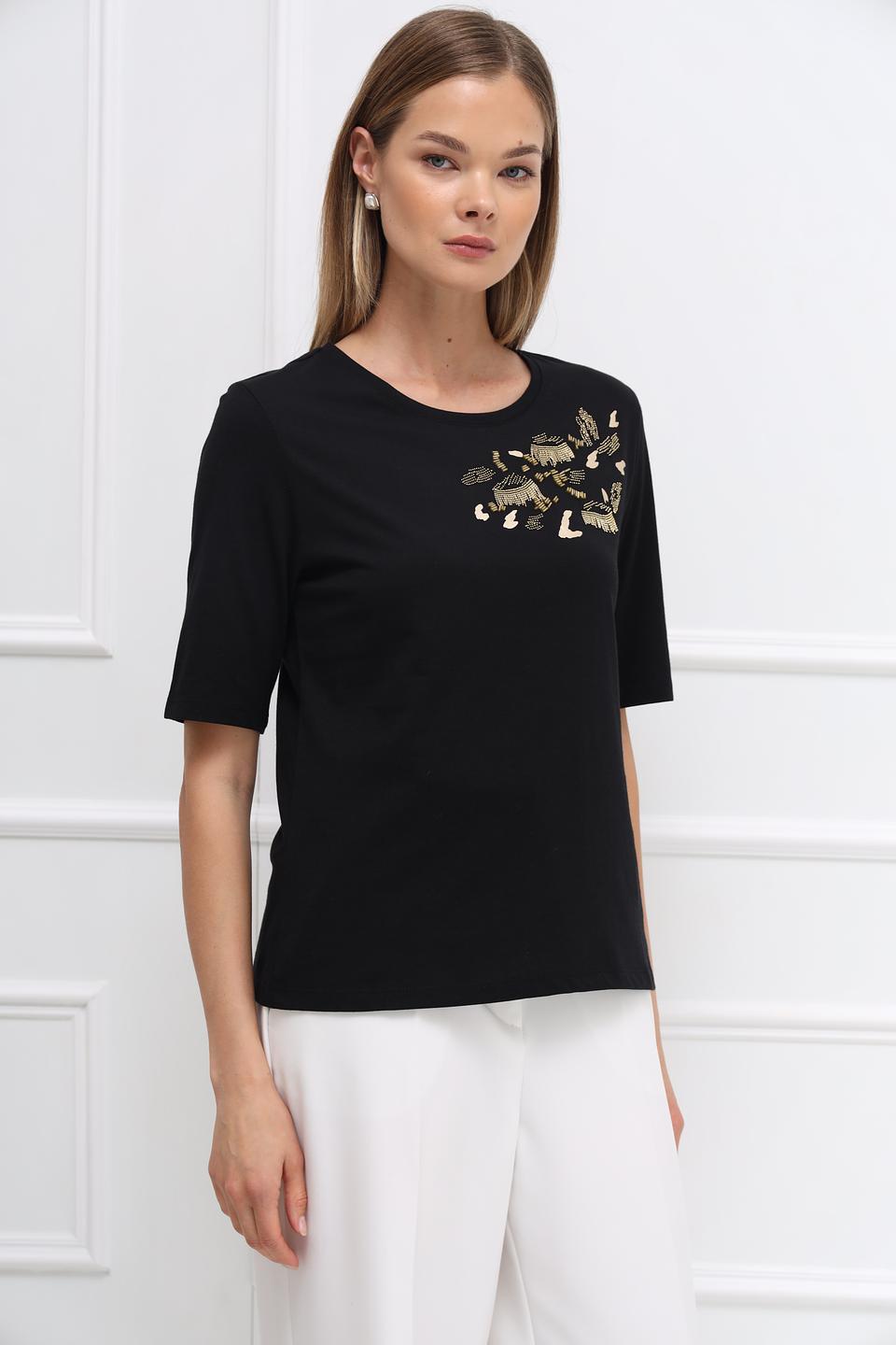 Футболка Taifun с вышивкой чёрная