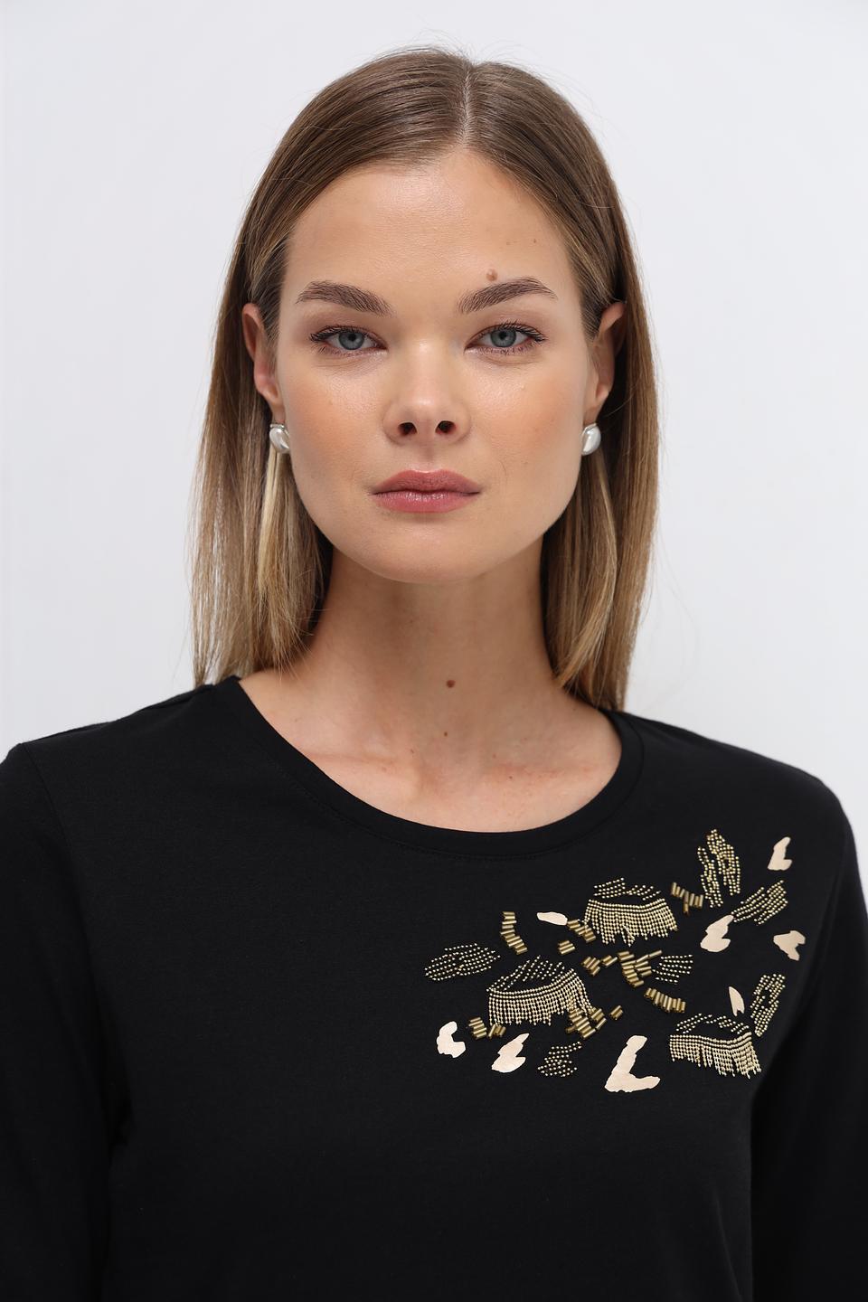 Футболка Taifun с вышивкой чёрная