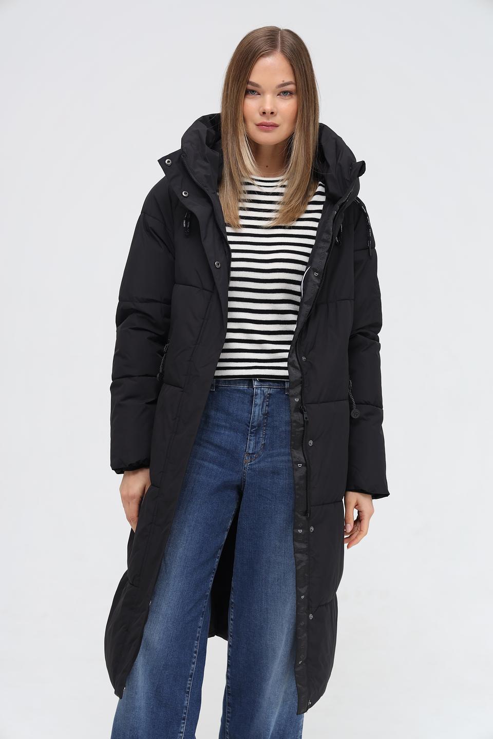 Пальто District стеганое чёрное