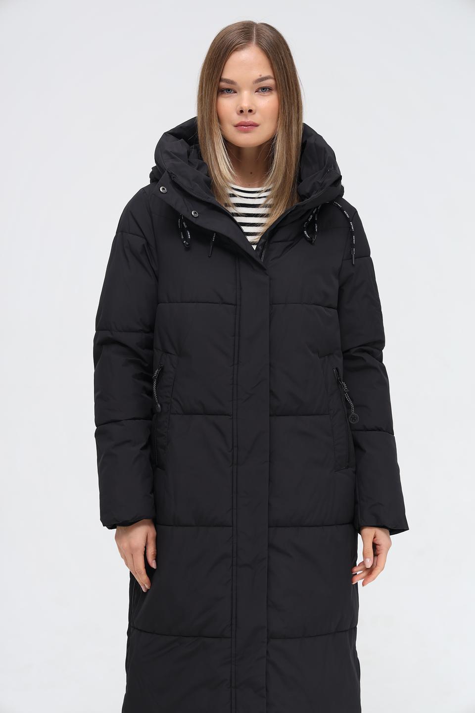 Пальто District стеганое чёрное