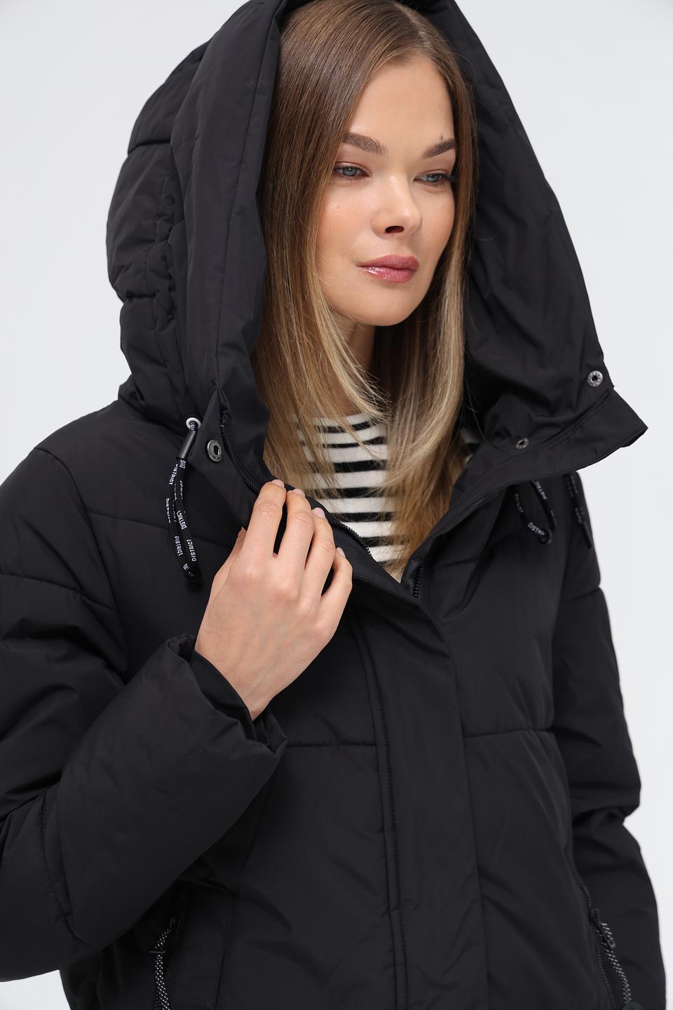 Пальто District стеганое чёрное