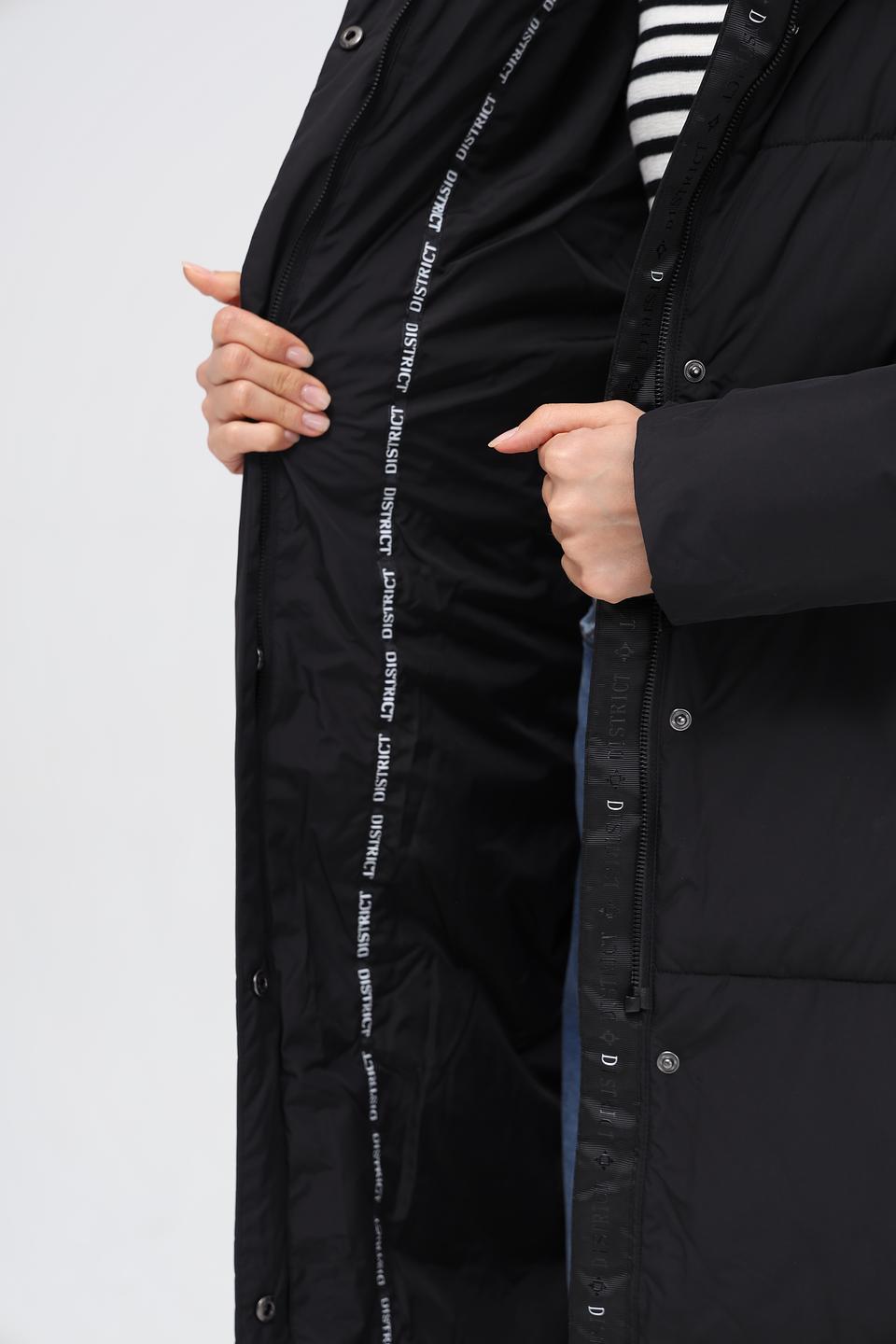 Пальто District стеганое чёрное