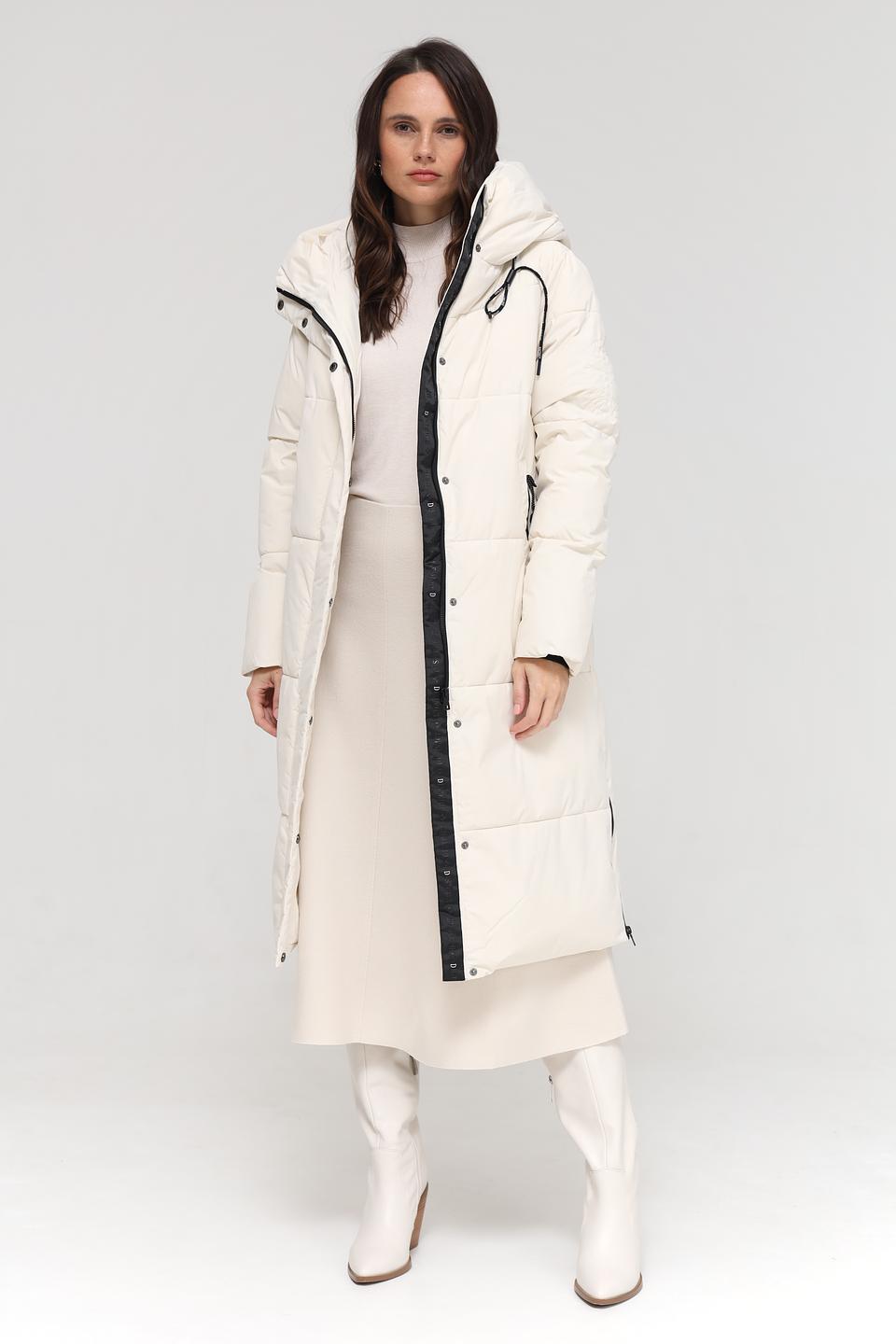 Пальто District стеганое бежевое
