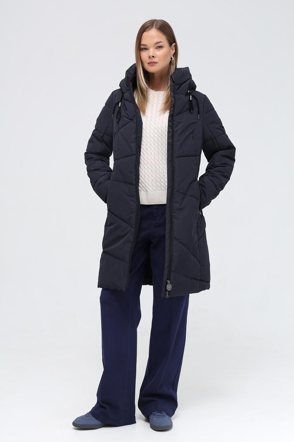 Пальто District стеганое чёрное