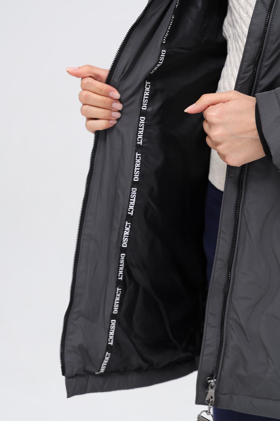 Пальто District стеганое серое