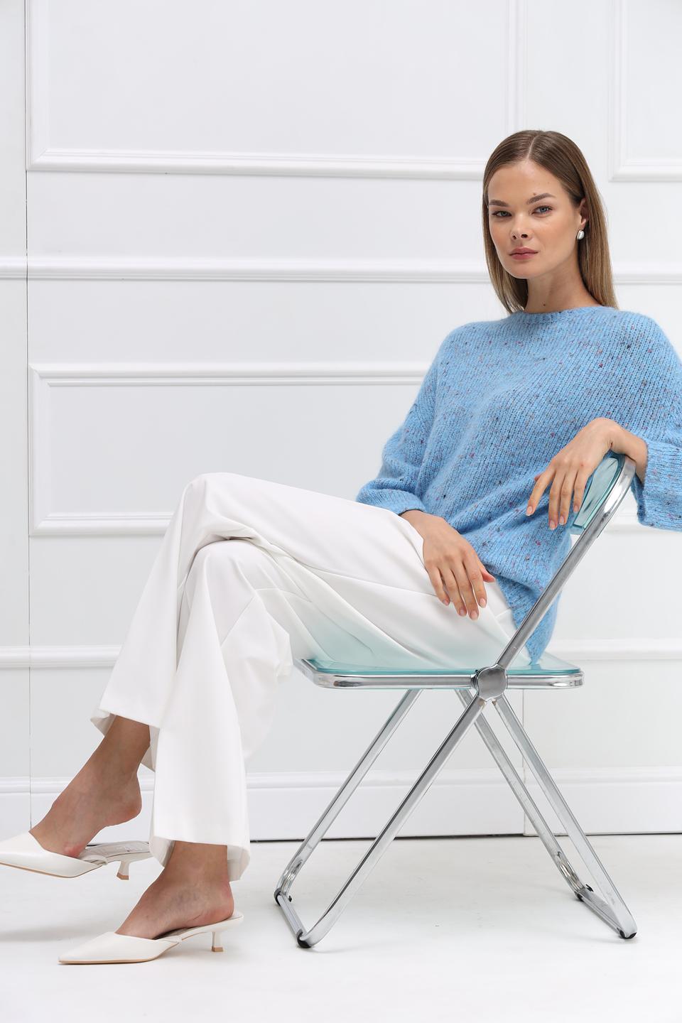 Пуловер Rich and Royal голубой с вкраплениями