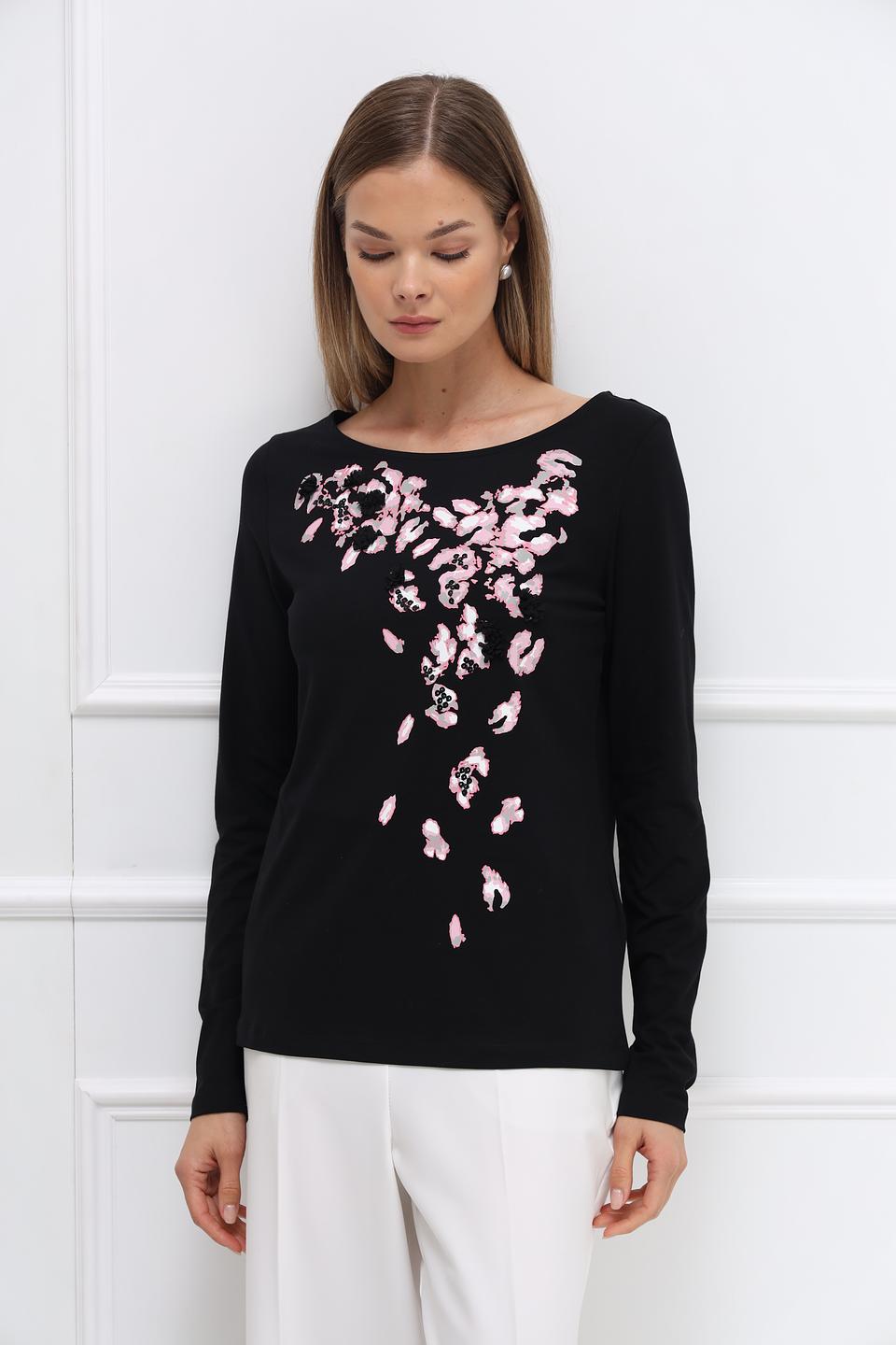 Футболка Taifun с цветами чёрная