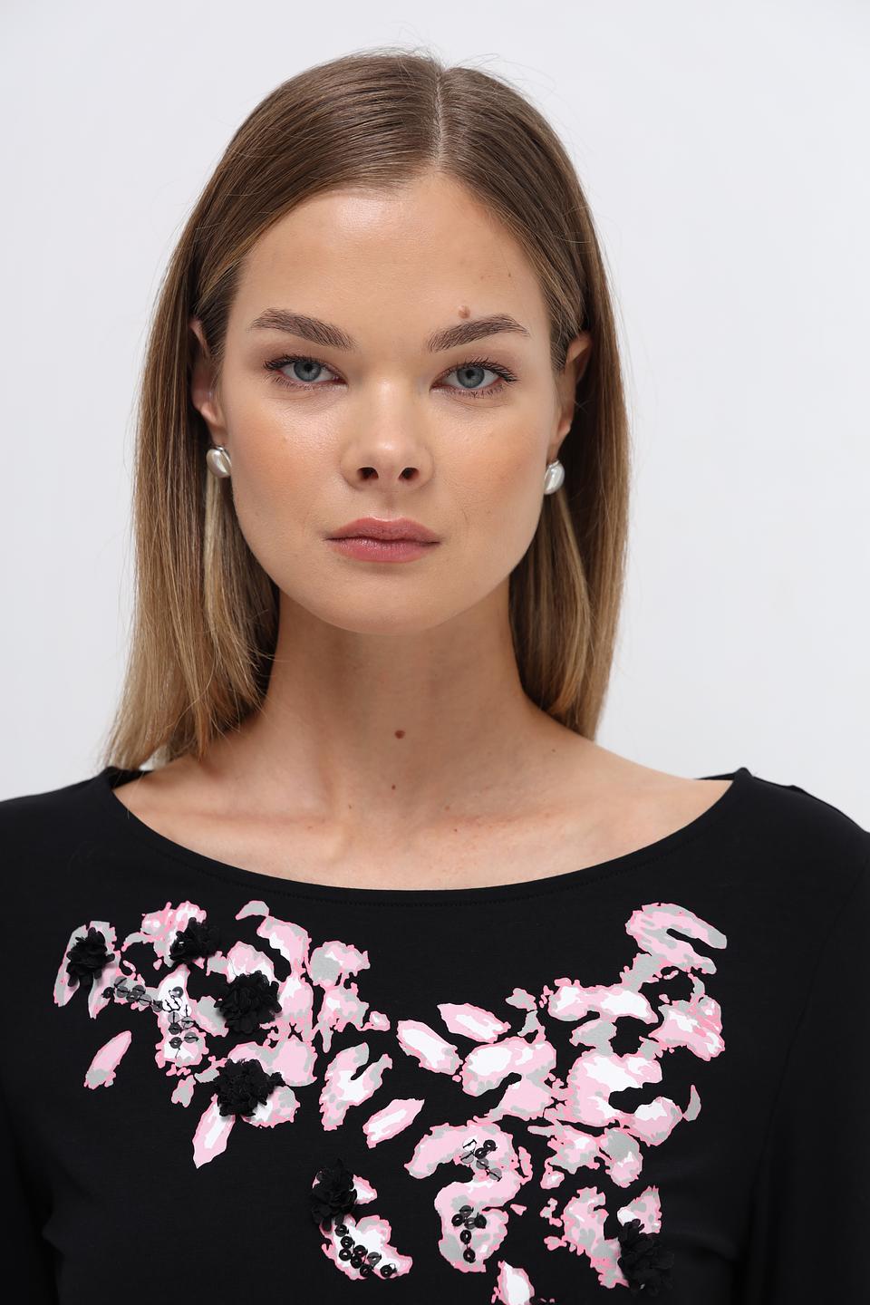 Футболка Taifun с цветами чёрная