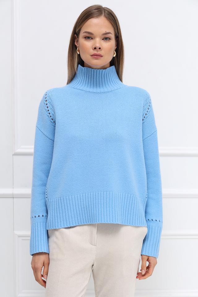 Пуловер Catnoir голубой с вырезом