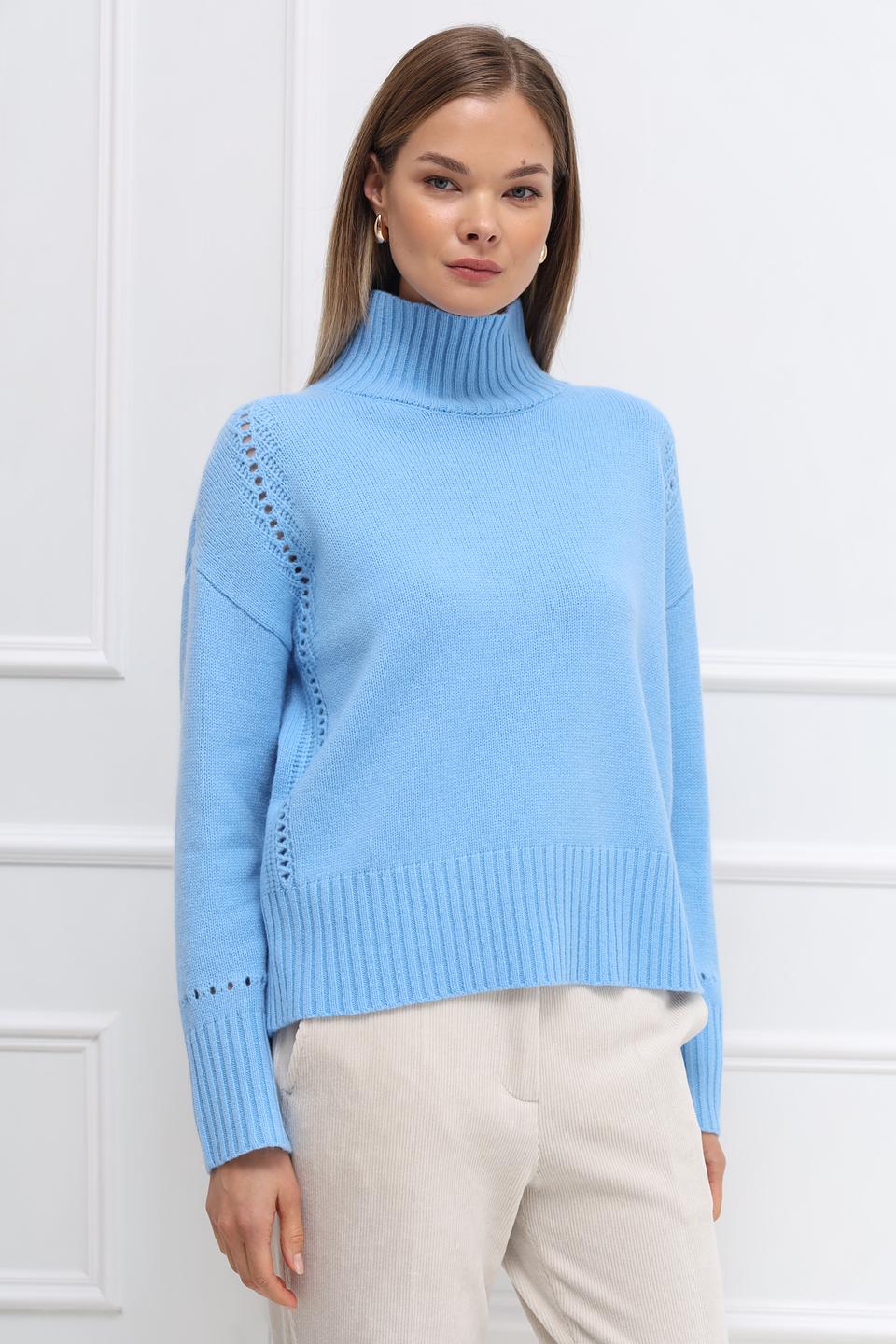 Пуловер Catnoir голубой с вырезом