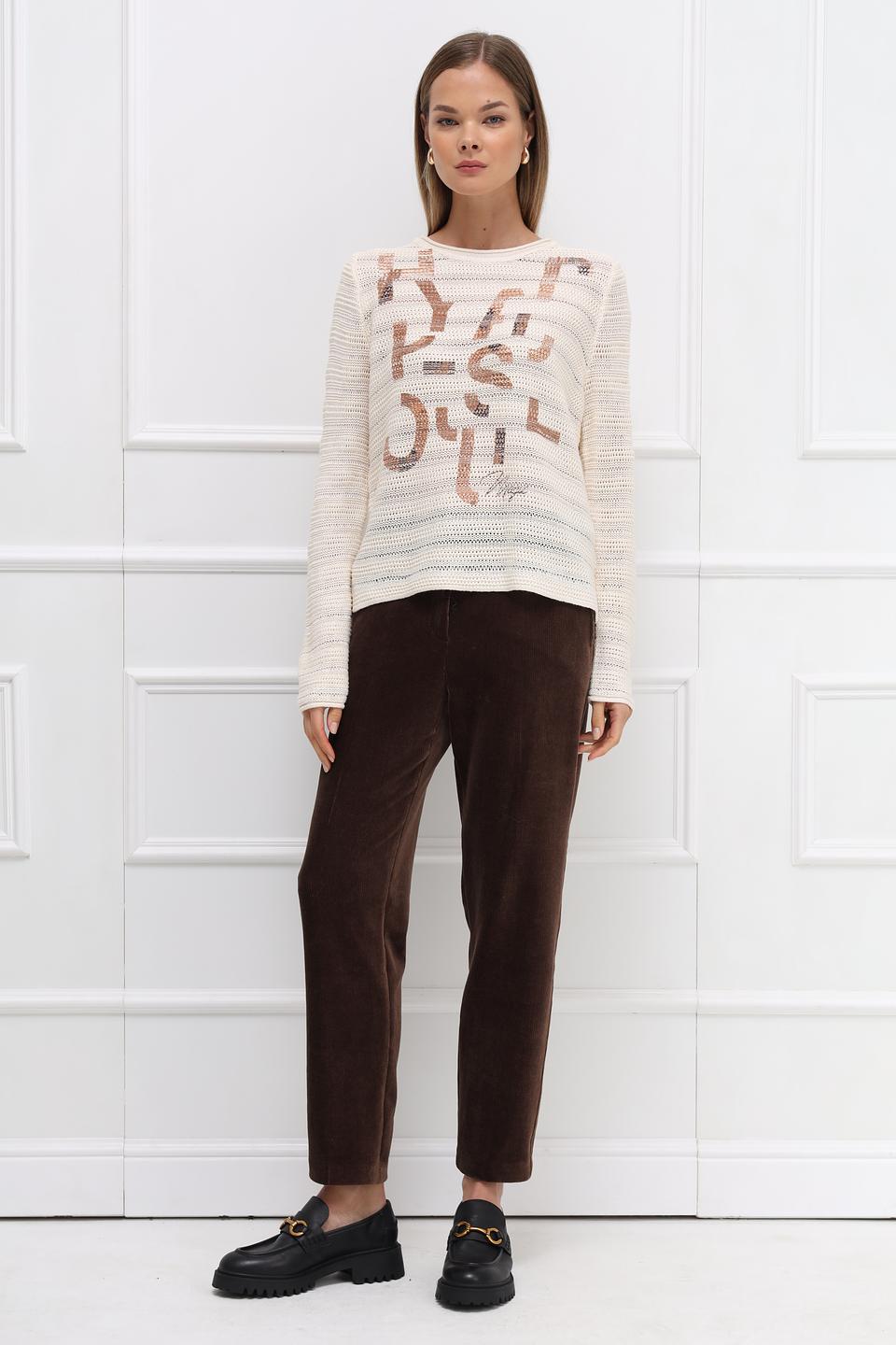 Пуловер Rabe collection с принтом бежевый