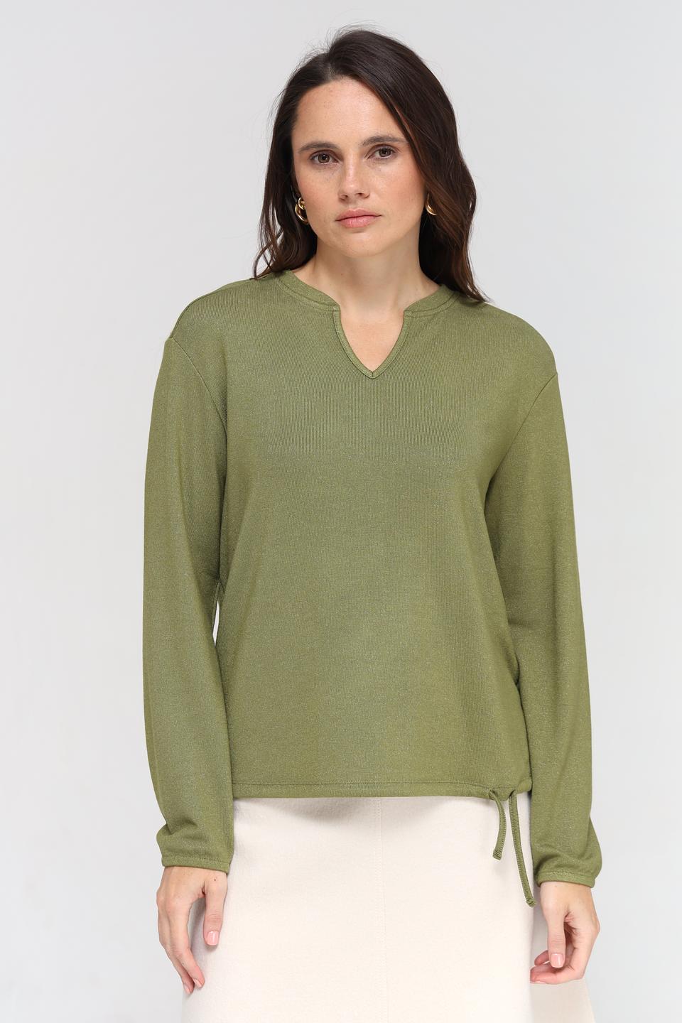 Пуловер Lecomte оливковый с завязками