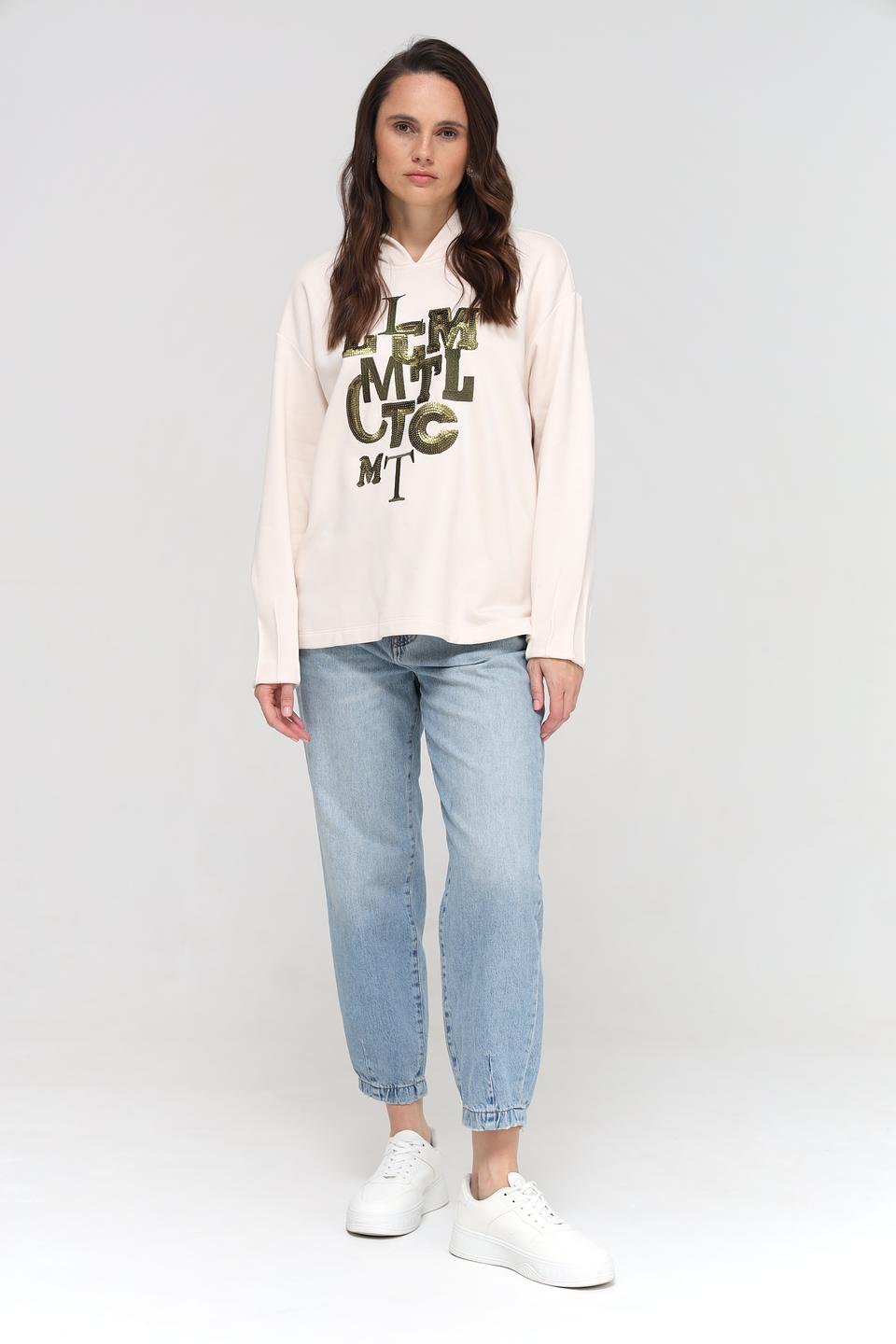 Пуловер Lecomte с логотипом бежевый