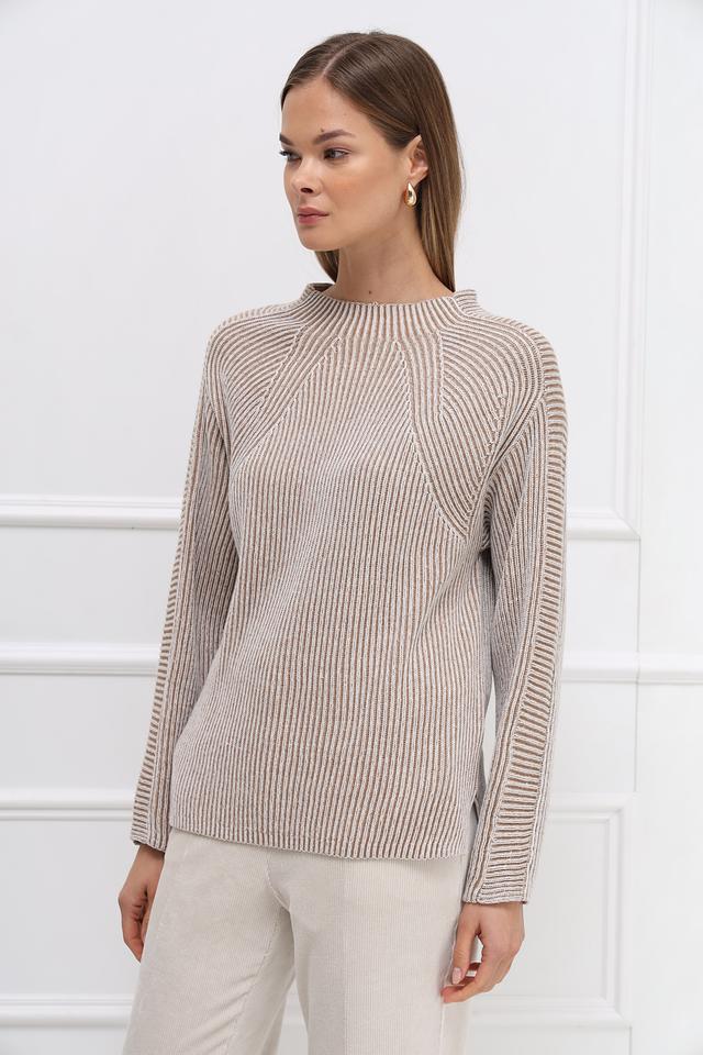 Пуловер Bianca в полоску бежевый