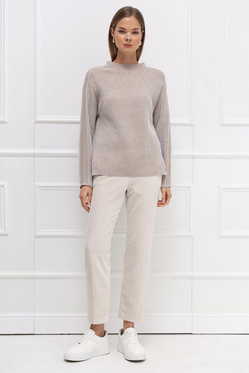 Пуловер Bianca в полоску бежевый