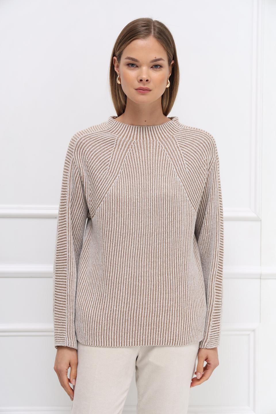 Пуловер Bianca в полоску бежевый
