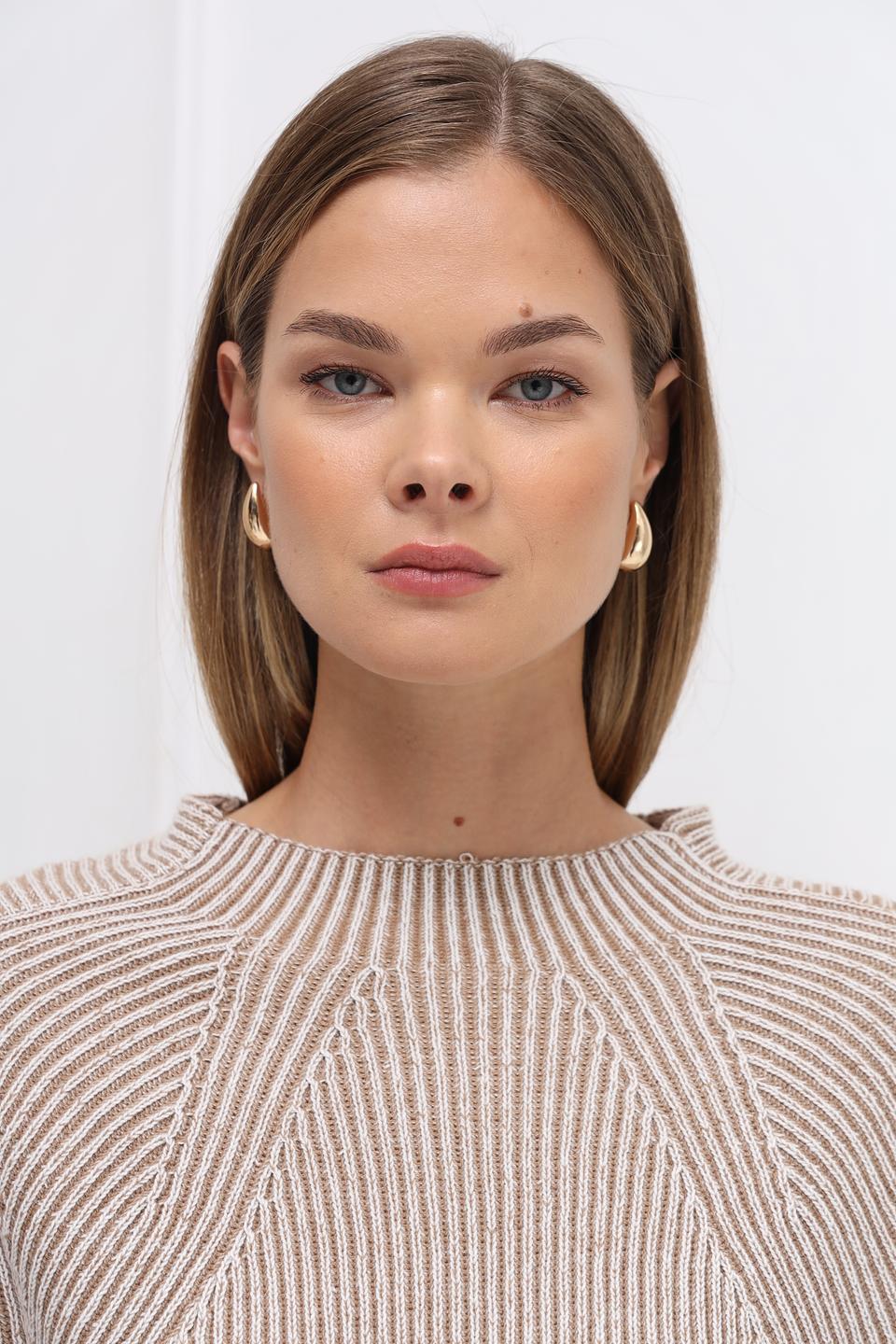 Пуловер Bianca в полоску бежевый