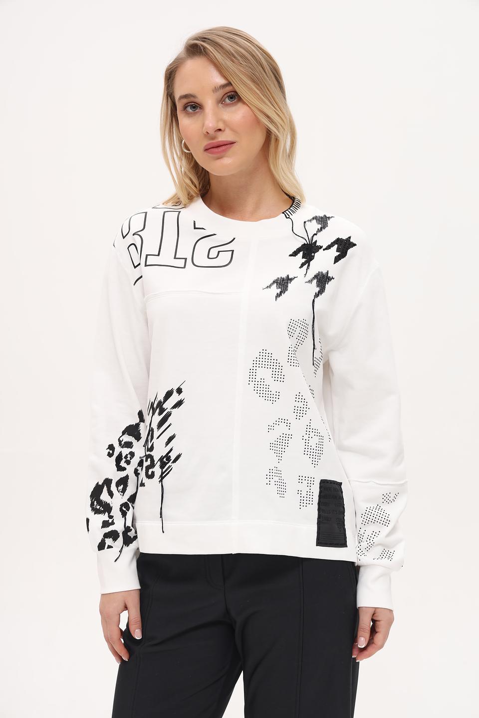 Пуловер Marc Cain с принтом белый