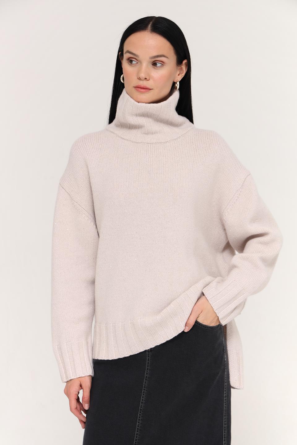 Пуловер Catnoir с высоким горлом бежевый