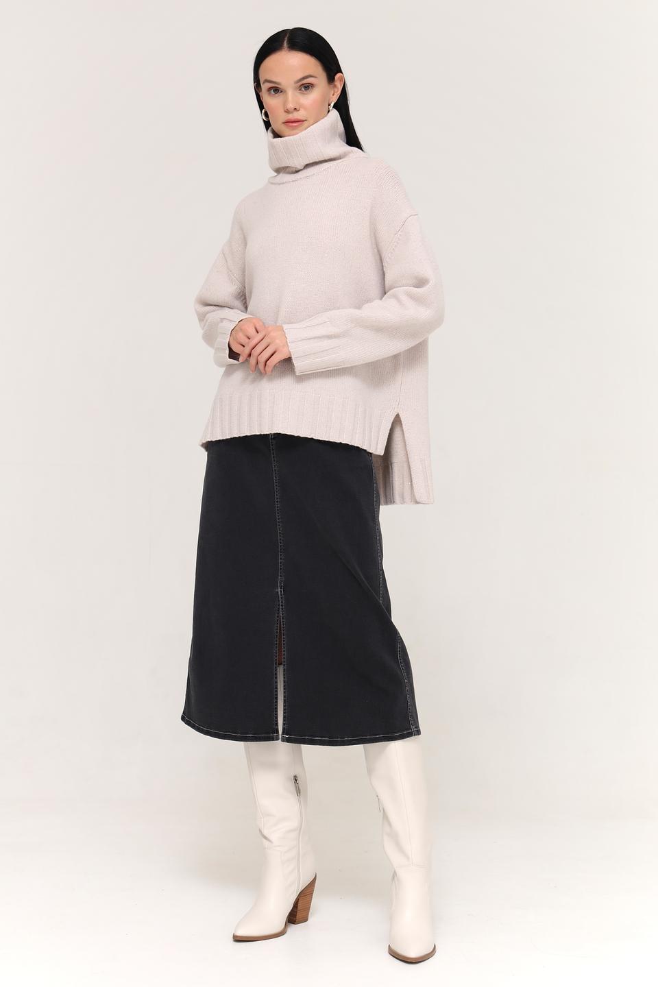 Пуловер Catnoir с высоким горлом бежевый