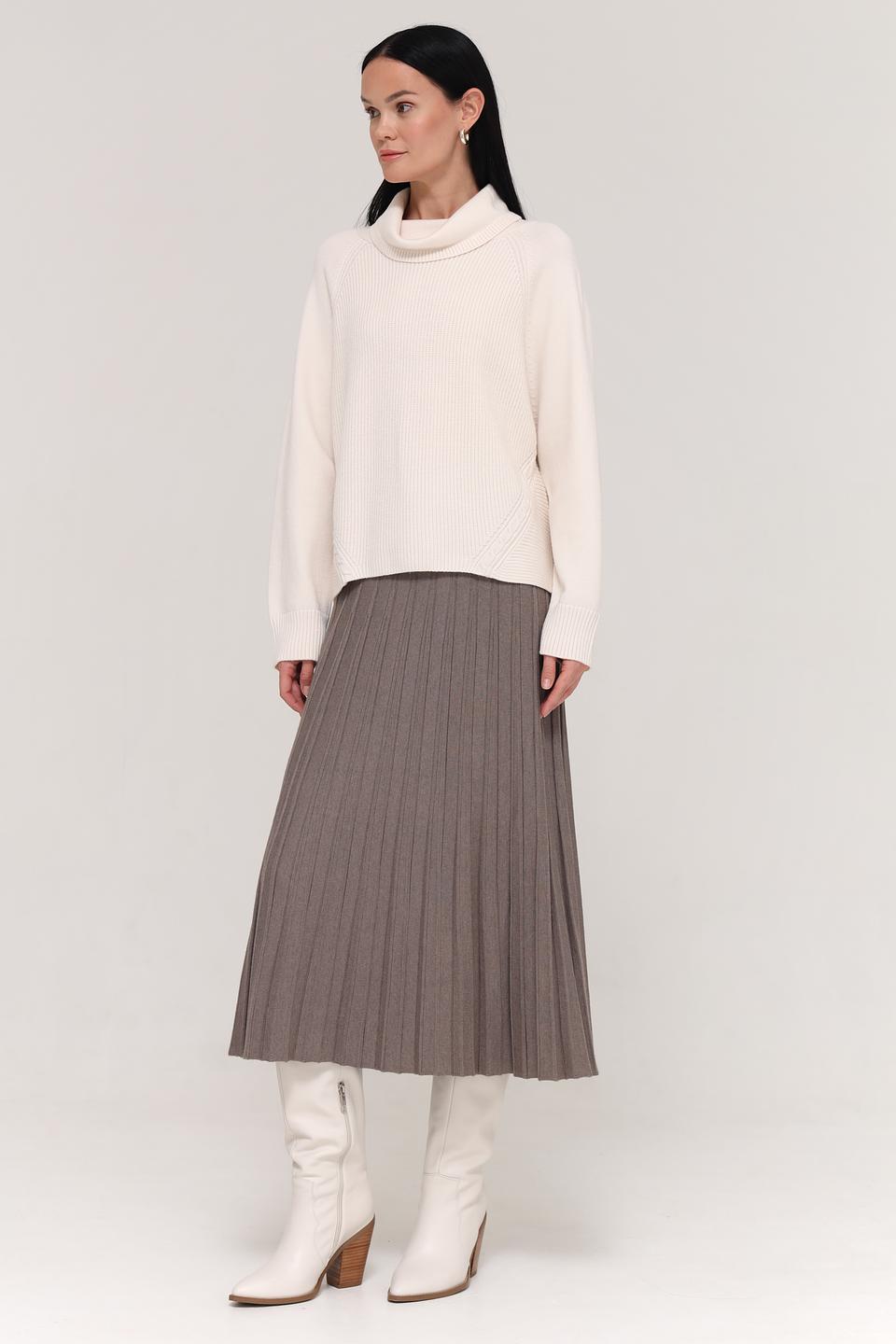 Пуловер Oui с воротником-стойкой кремовый