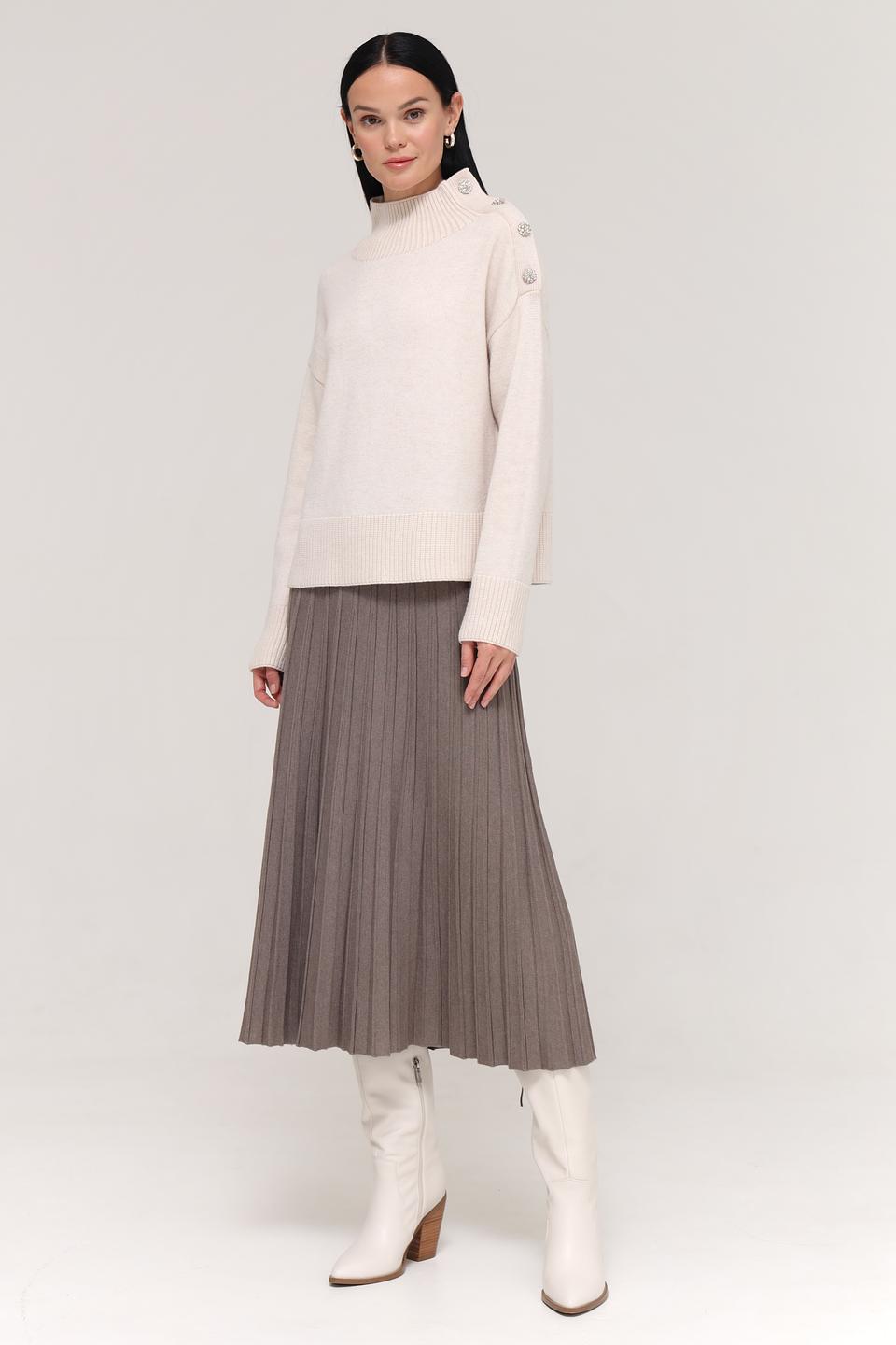 Пуловер Oui с декоративными пуговицами бежевый