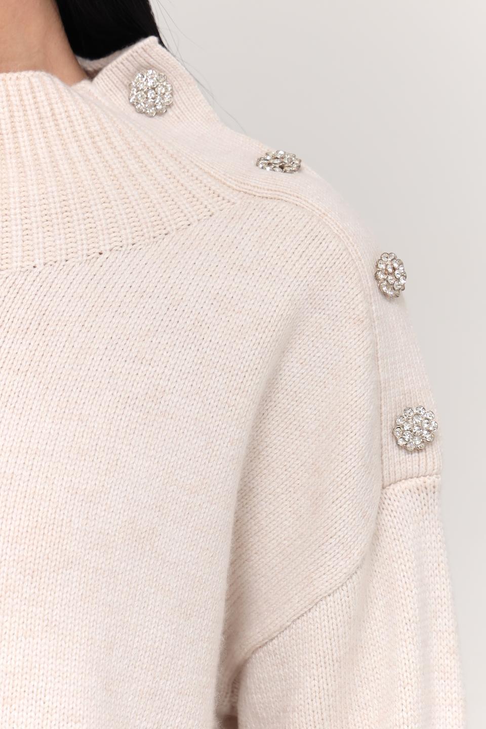 Пуловер Oui с декоративными пуговицами бежевый