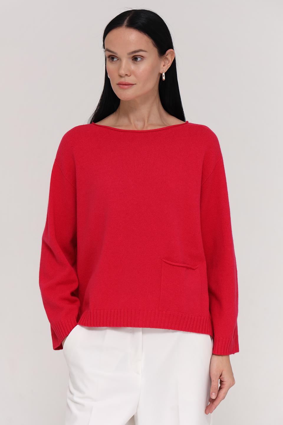 Пуловер Oui красный с карманом