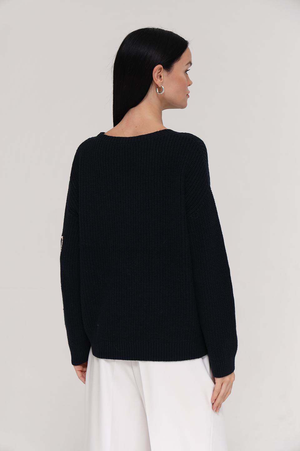 Пуловер Lecomte с цветами чёрный