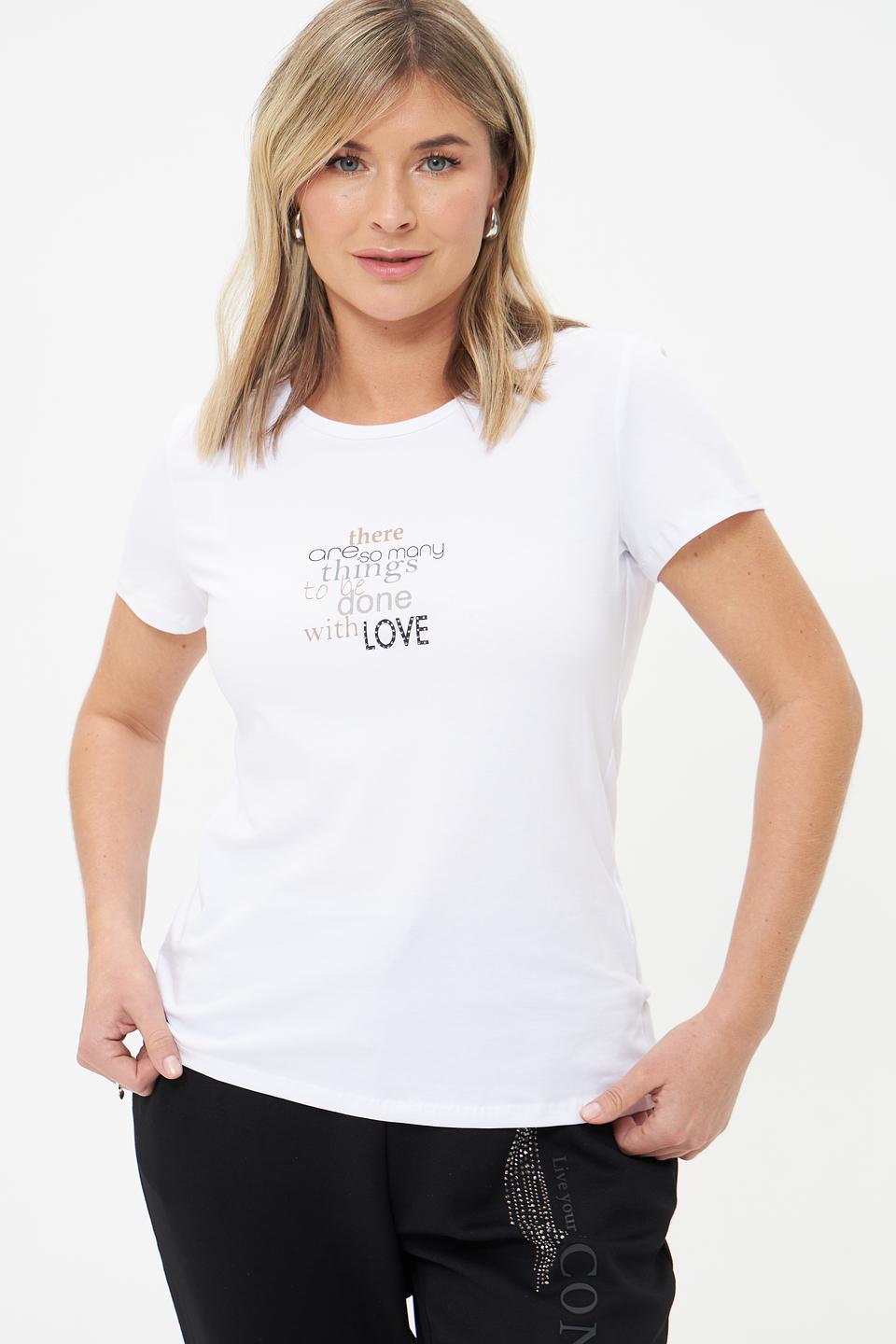 Футболка More and More с принтом белая