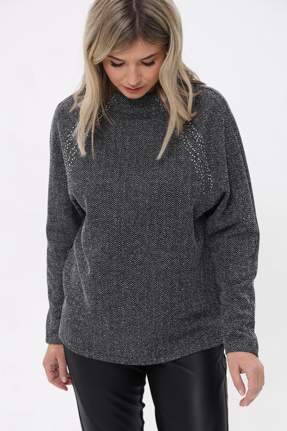 Пуловер Lebek с узором и стразами чёрный