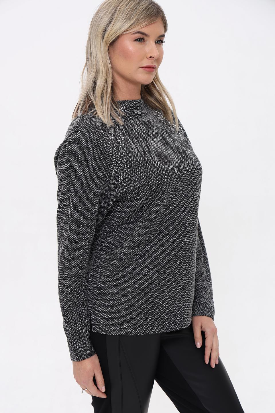 Пуловер Lebek с узором и стразами чёрный
