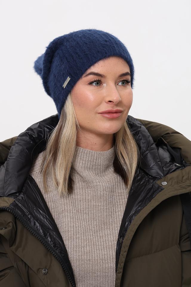 Шапка Seeberger синяя из ангоры