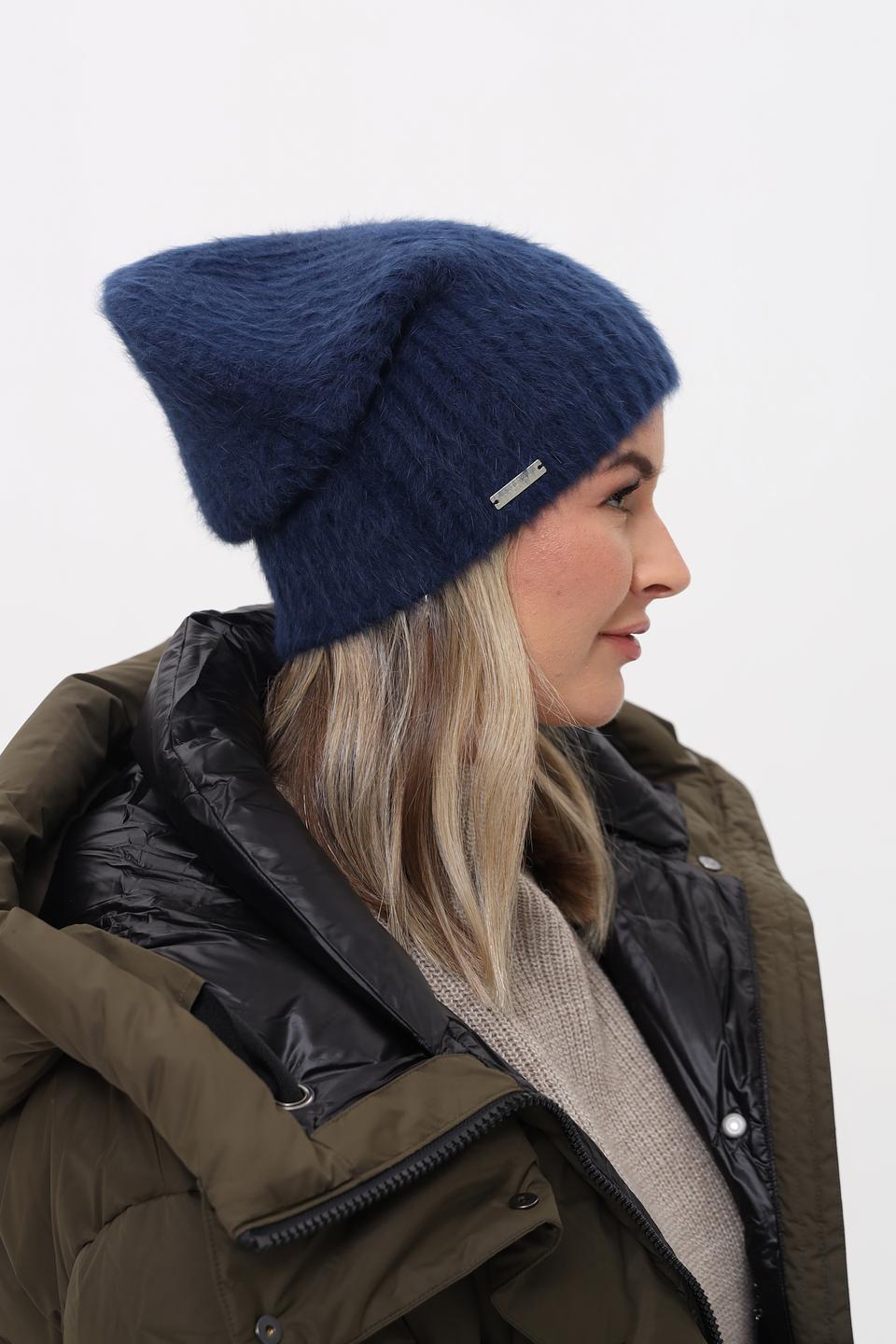 Шапка Seeberger синяя из ангоры