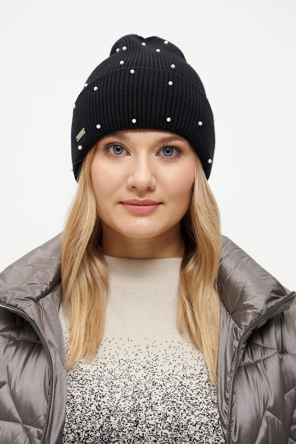 Шапка Seeberger с жемчугом чёрная
