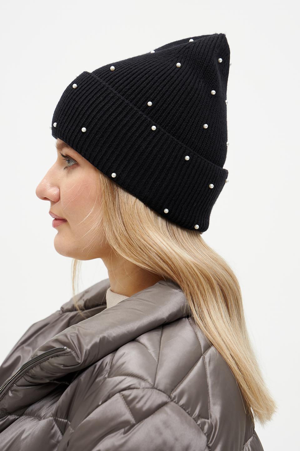 Шапка Seeberger с жемчугом чёрная