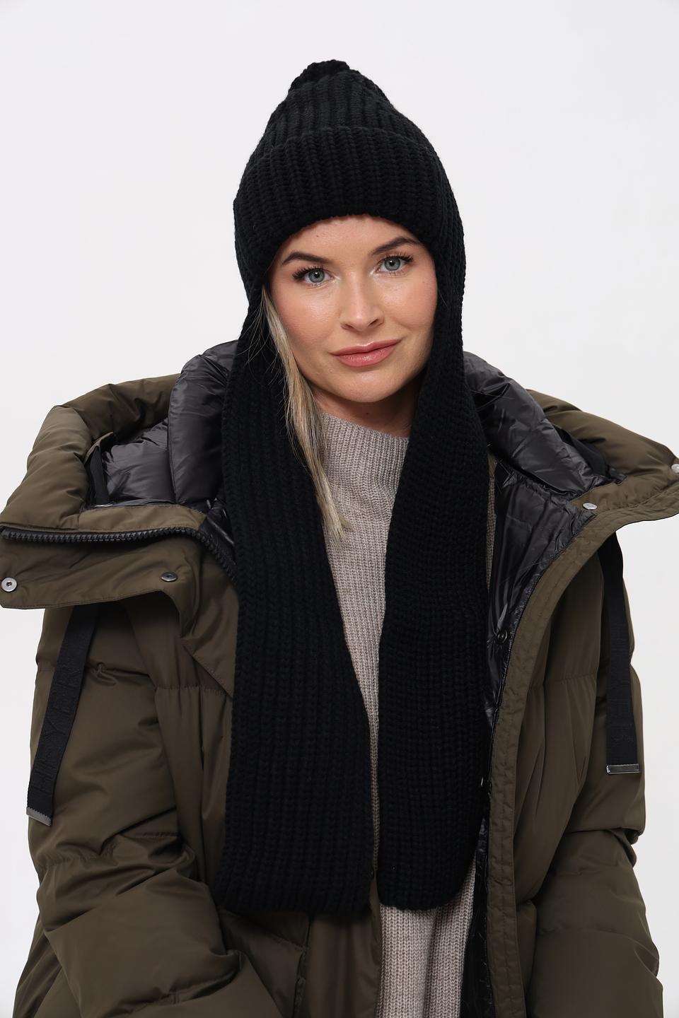 Шапка Marhatter с шарфом чёрная