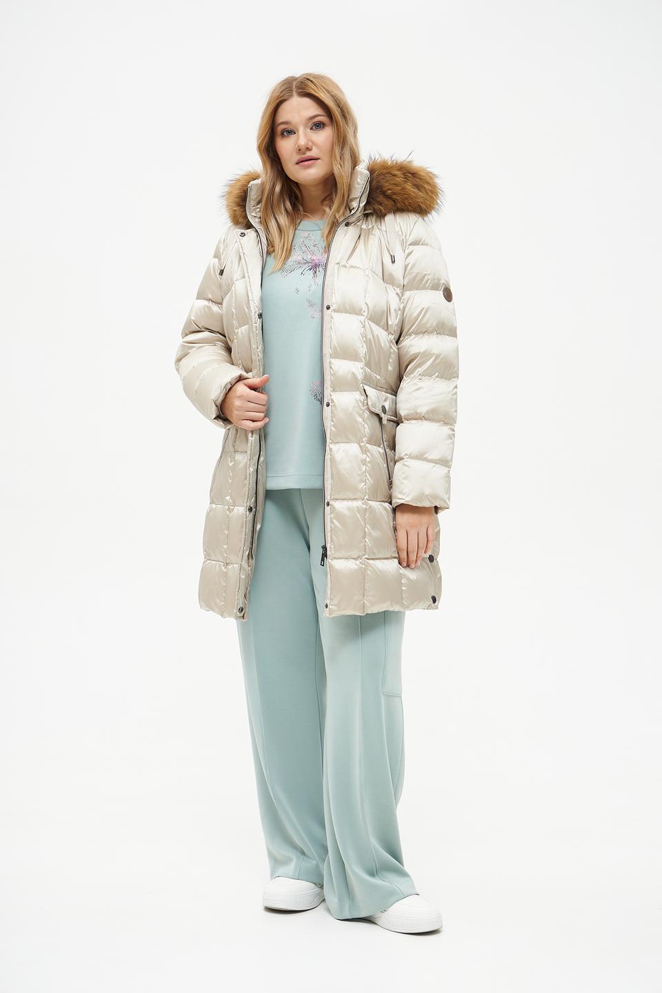 Пальто Lebek стеганое бежевое